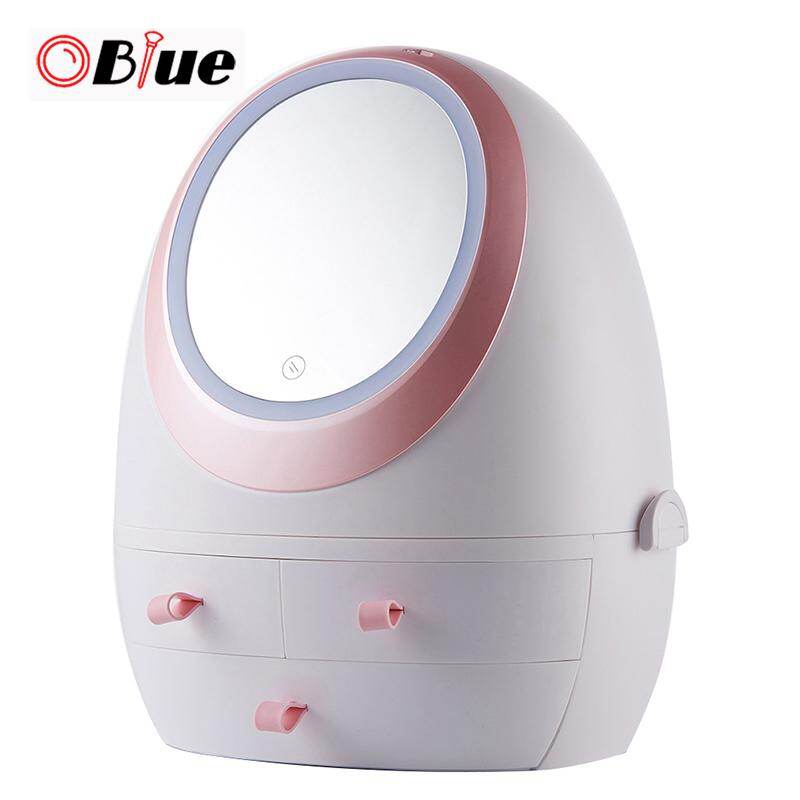 Gambar OBlue Cosmetic Storage Box Skin Care Products Organzier for Makeup with Mirror LED Lights
