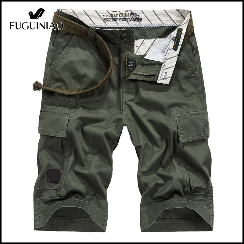 Fuguiniao Quần Đùi Nam quần quần đùi thường ngày nhiều nhiều túi dáng rộng