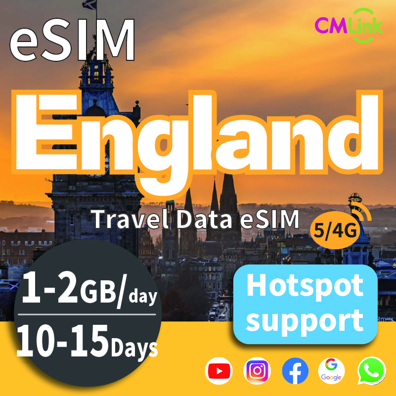 United Kingdom (UK) eSIM: Unlimited Data for 10 or 15 Days 2GB per Day. Countries Covered:Netherlands, France, Spain, Italy, United Kingdom, Germany, Portugal .High-Speed Data for Travel Prepaid 4G/5G LTE (QR Code Sent to Your Email) ราคา 288 บาท*ส่งฟรี