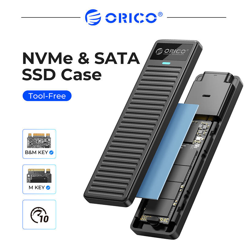 ORICO USB 3.2 Gen 2 m. 2 NVMe/ổ SSD SATA bao vây 10 gbps Ổ cứng lưu trữ thể rắn bao vây Hỗ trợ UASP TRIM cho NVMe/ổ SSD SATA S 2242/2260/2280