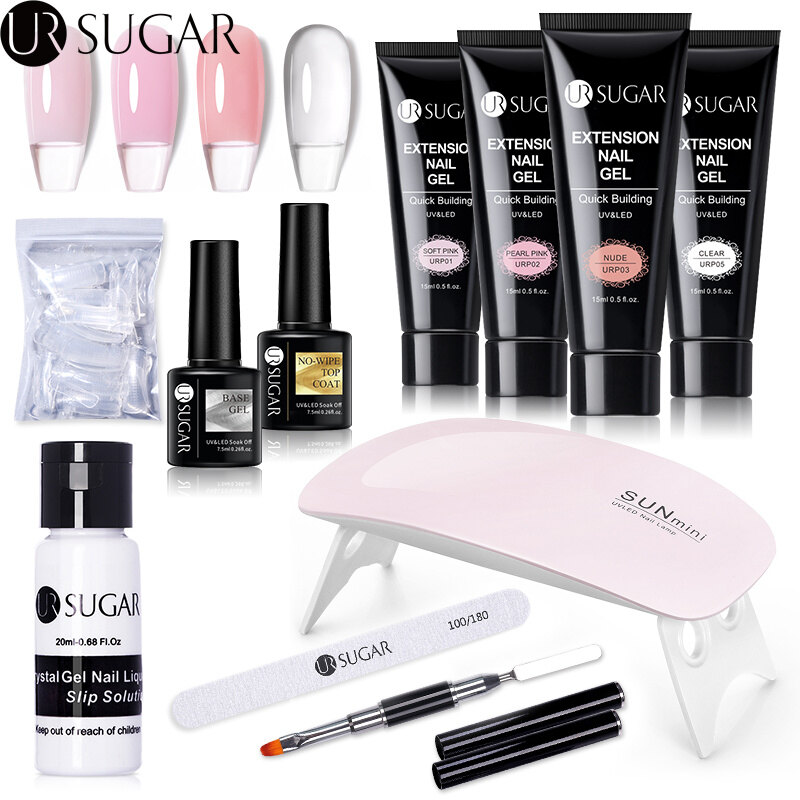 Ur bộ gel nối màu hồng nude bộ làm móng toàn bộ đèn led uv gel nghệ thuật ngâm bán vĩnh viễn để sơn gel nối dài