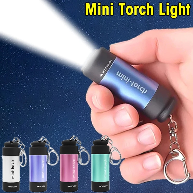 Mini không thấm nước xách tay đèn pin led usb torch đèn ban đêm keychain móc chìa khóa đèn pin để cắm trại đi bộ đường dài câu cá torch