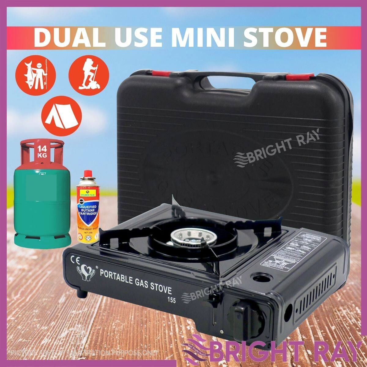 IN DUAL USE Portable Gas Stove Mini Butane Gas Stove LPG Gas