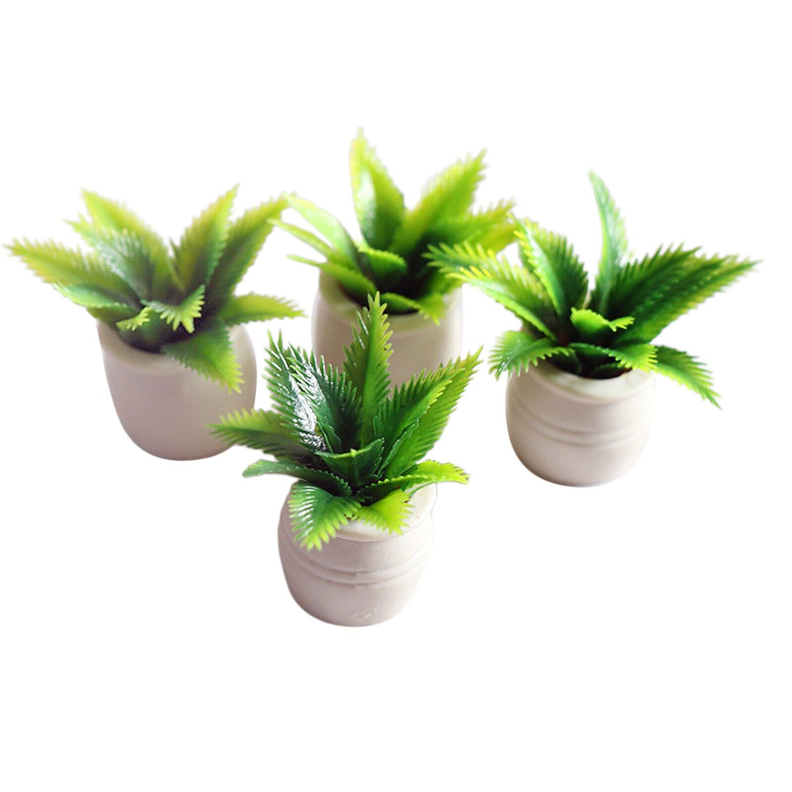 4pcs 1:12 Dollhouse Miniatures in Pot Tree Plants Model Decor Accessories