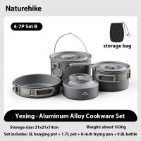 Naturehike Outdoor pot set camping cookware portable aluminum alloy combination camping frying pan hanging pot kettle cookware sets