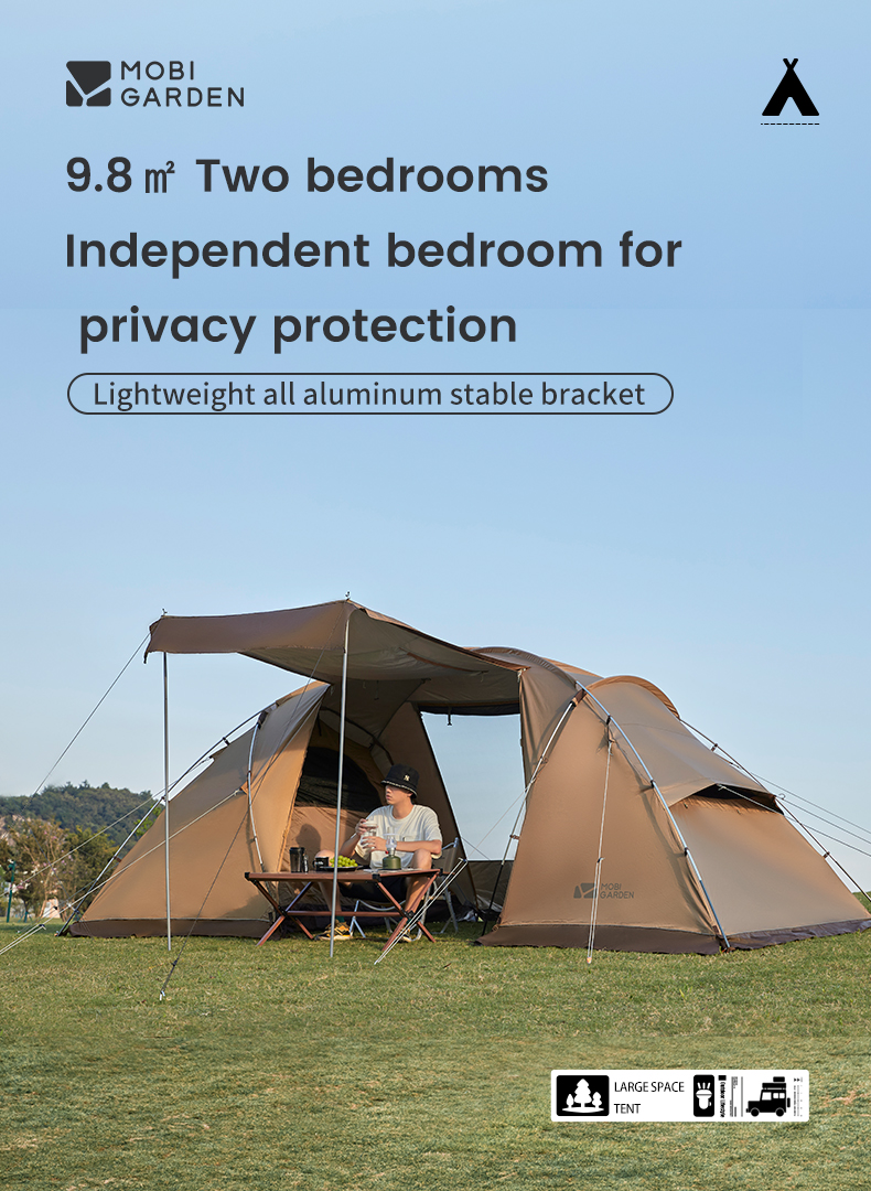 MOBI GARDEN Camping Family Tent Glamping Oxford Waterproof 4 Person Picnic Outdoor · v2