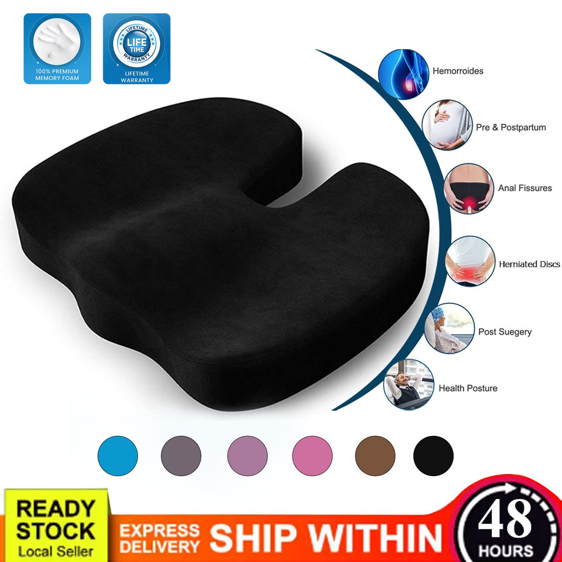LUXS Yahoo 店Seat Cushion Pain Pillow Home Support Relie Tailbone Office, for