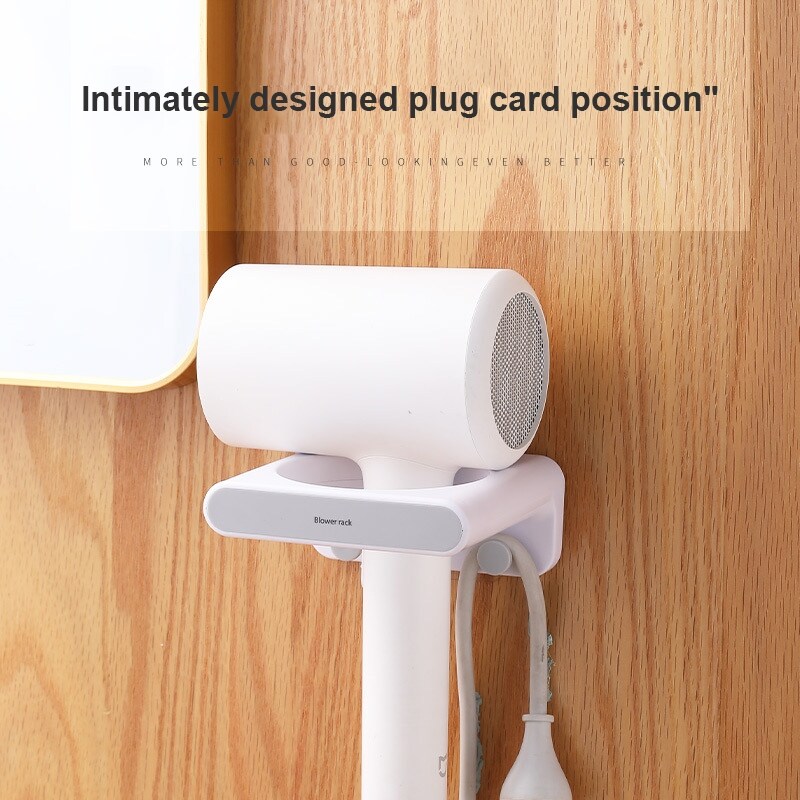 Gambar 1PC Hair Dryer Rack Punch free Wall Hanging Hairdryer Holder Durable Creative Bathroom Toilet Storage Shelf Bathroom Accessories