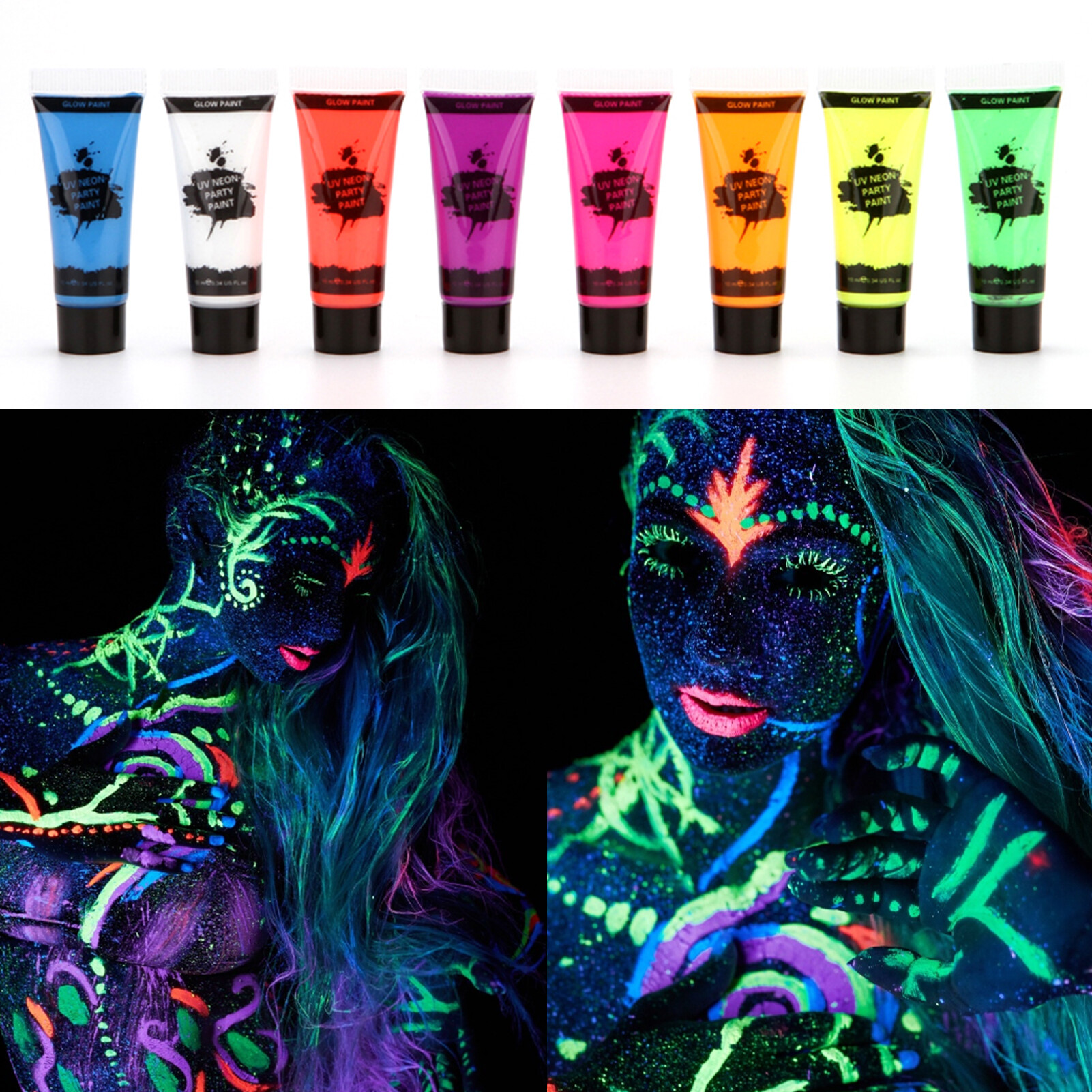 Tubes UV Neon Face Body Paint Colors Neon Fluorescent UV Blacklight