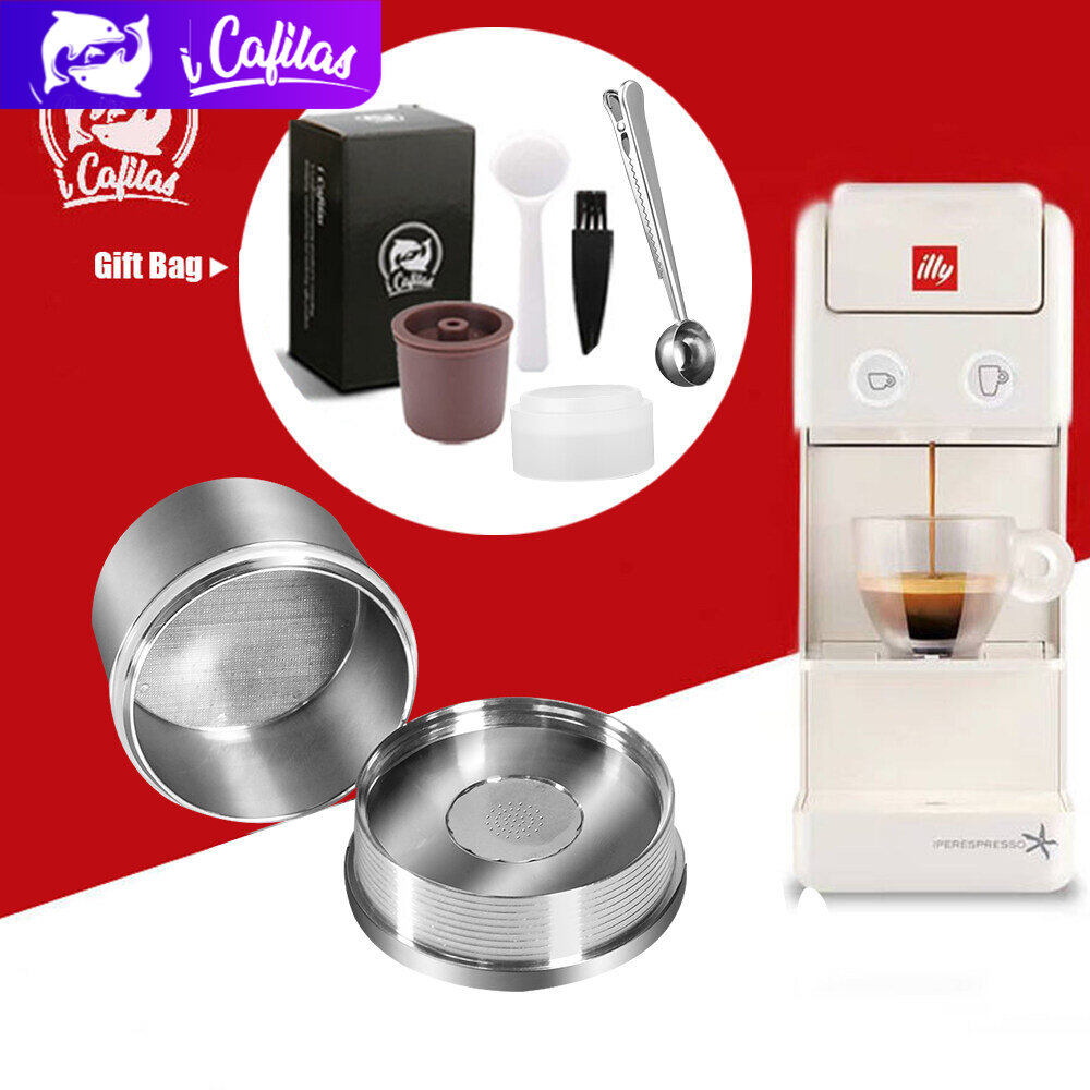 【i Cafilas】[YI0B] Reusable Coffee Capsule Refillable Pods Stainless Steel Reusable Filters Cup Dripper Tamper Crema Maker for Illy Machine X7.1,X8,X9,IllY3,,IllY3.2,IllY1.1,IllY5 ราคา 399 บาท*ส่งฟรี