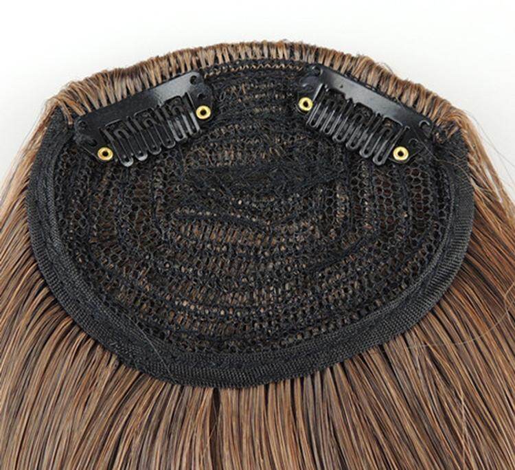 Fringe Clip Ở Trên Bangs, Tóc Nối Thẳng Nâu Đen * Thích Tóc Người