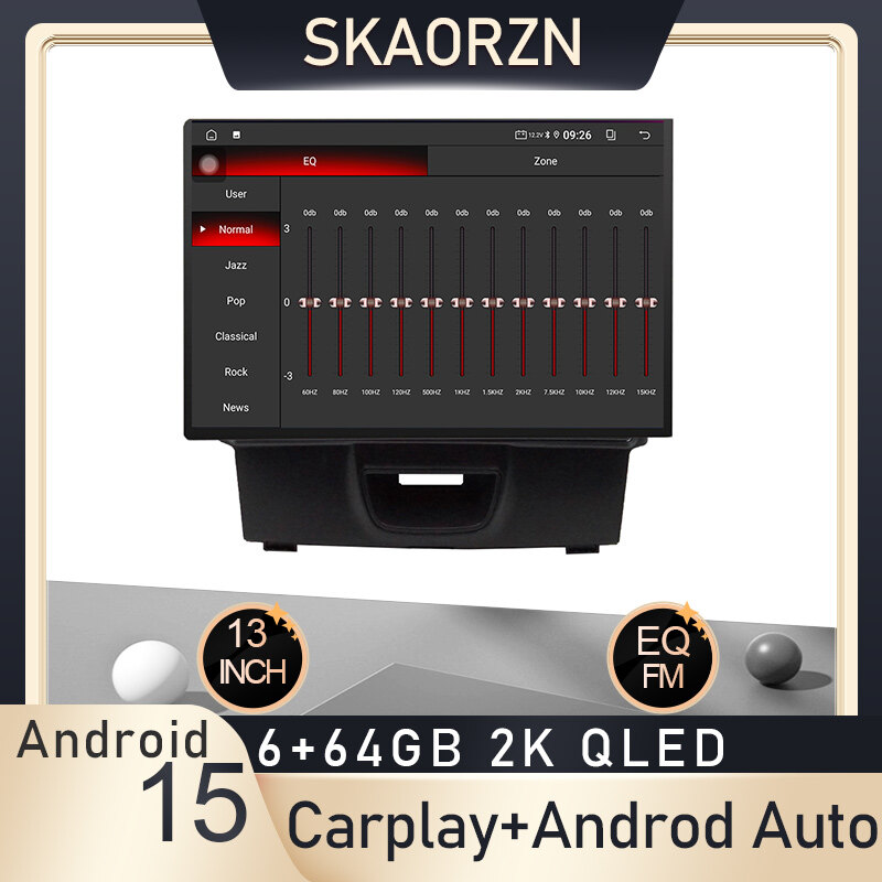 Skaorzn 13inch 6+64GB for-isuzu-dmax-mux-2018-2019 android15 2k qled 2000x1200p 2din car android headunit stereo fm bluetooth carplay android auto steering control rear view for 9inch 10inch frame t13 ราคา 8,104 บาท*ส่งฟรี