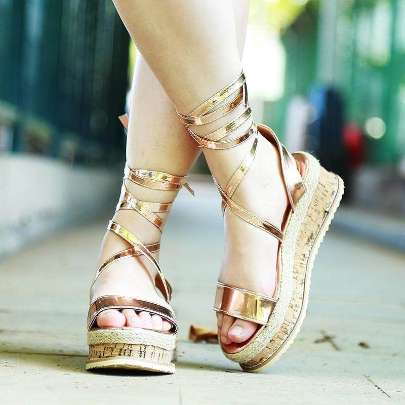 ladies white platform sandals