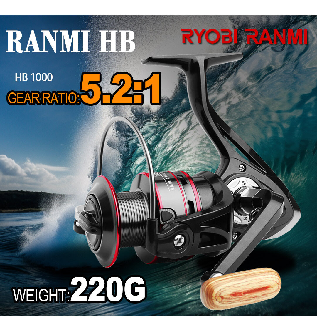 RYOBI RANMI HB Fishing Reels 1000-7000 Series Metal Spool Wheel Max Drag  8KG Sea Fishing