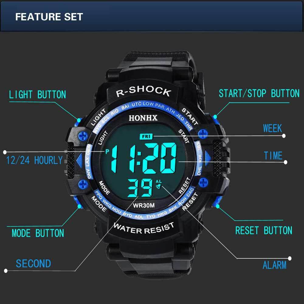 Sehao Sport Watch HONHX Luxury Mens Digital LED Watch Date Sport Men  Outdoor Electronic Watch Sport Watch Blue - Walmart.com