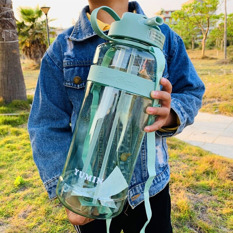 Gambar ?CW? Water Bottle Large Capacity 1L2L 3LLarge Straw CupDinkware PlasticCup Drink Bottle OutdoorKettle