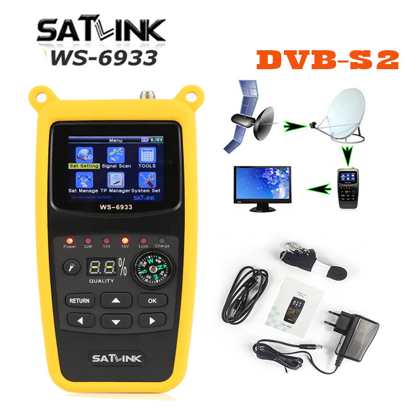 Original Satlink WS-6933 DVB-S2 FTA C&KU Band Digital Satellite Finder Meter 2.1 inch LCD Display PK V8 Finder 2 V9 V10