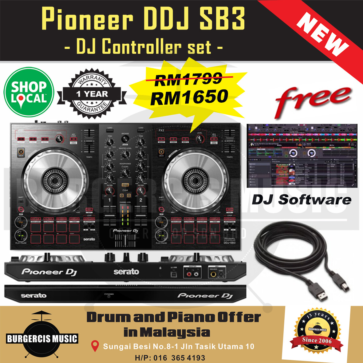 Pioneer Ddj Sb3 2 Channel Dj Controller For Serato Dj Lite Ddj Sb3 Ddj Sb3 Lazada