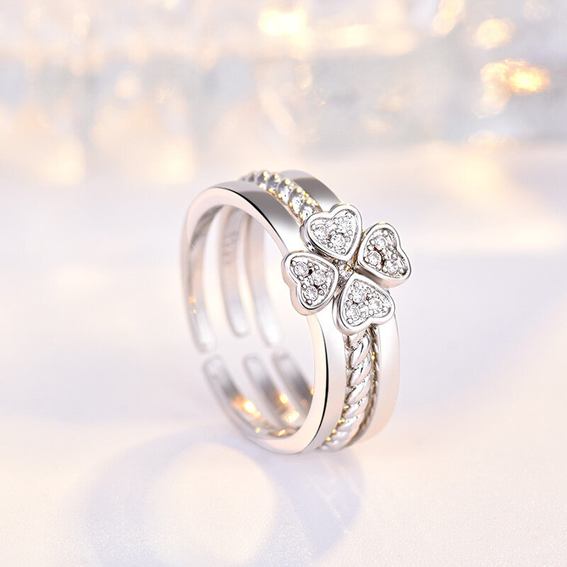 Hzp Four Leaf Clover Ring Women S Ring 3 In 1 Combo Ring For Girlfriend Lazada Singapore