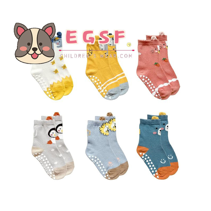 Unisex bé trai bé gái động vật không trượt vớ cotton Toddler tất kiểu vận động viên trẻ sơ sinh với kẹp 6 gói