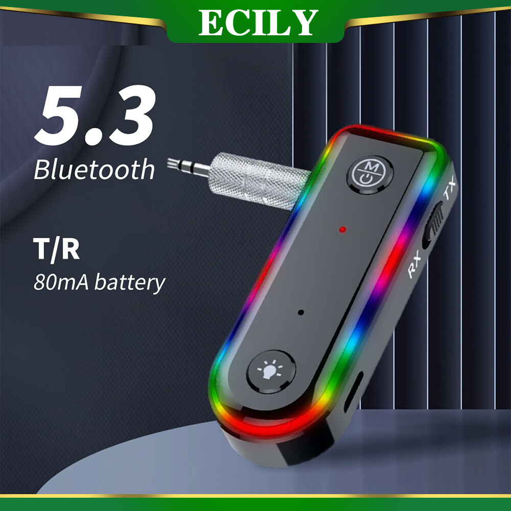 ECILY Wireless Receiver Transmitter Adapter 3.5mm AUX Jacks for Car Speakers Audio Music Receiver Hands Free Bluetooth 5.3 Adapter ราคา 122 บาท*ส่งฟรี