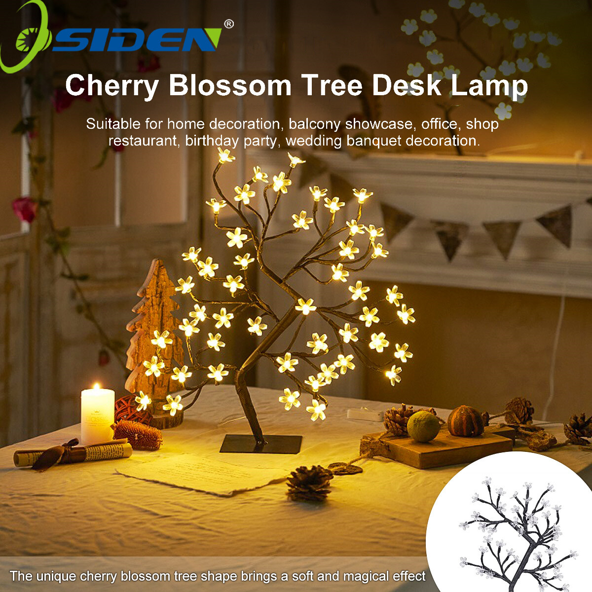 USB đèn cây hoa anh đào, đèn ngủ Led, Đèn cổ tích, trang trí phòng đèn bàn, ban công, đám cưới, tự làm