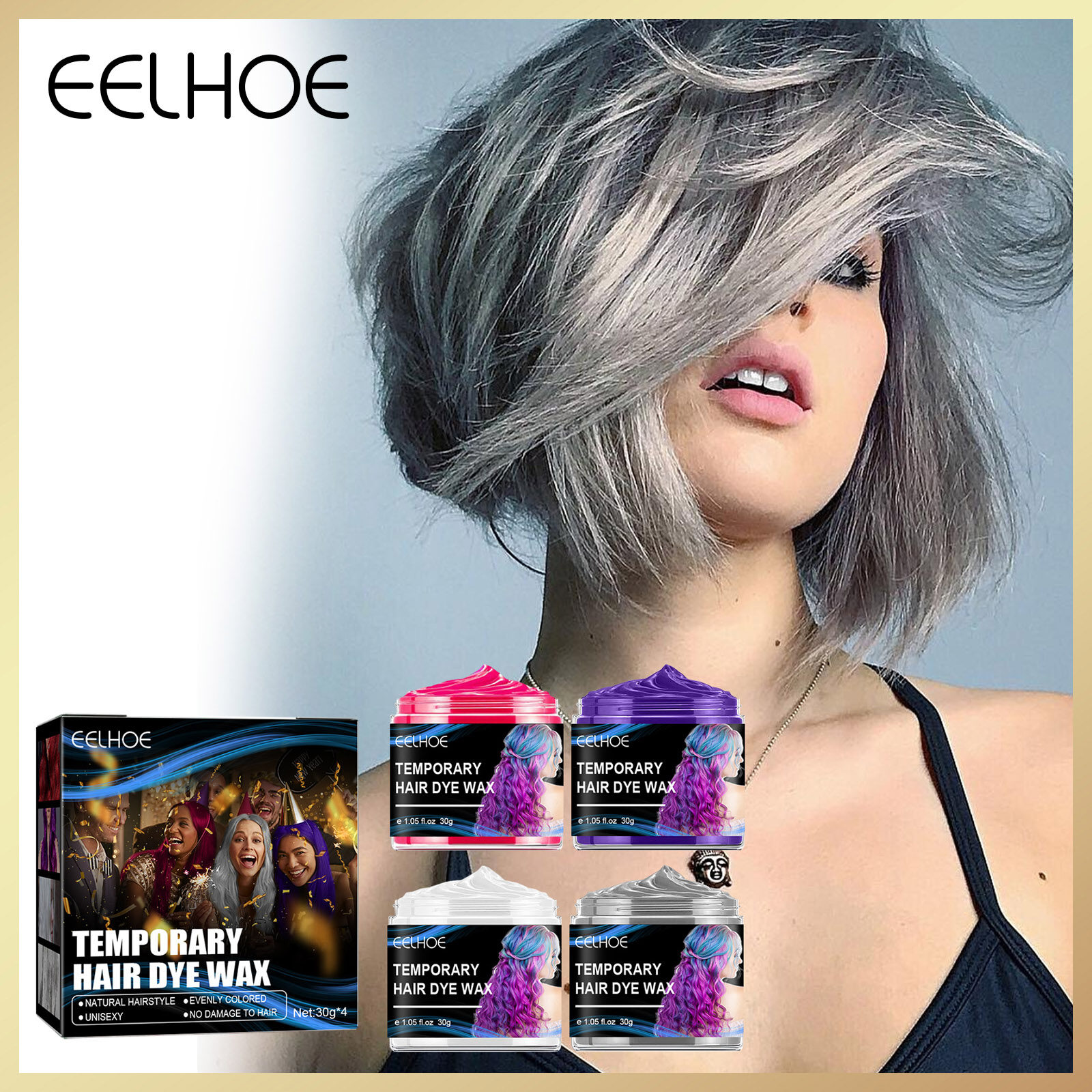 Eelhoe Temporary Hair Dye Wax Set - 4 Colors