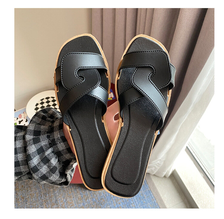 Double C  Xiaoxiang Chain Fabric Head Chunky Sandal Cream Lambskin
