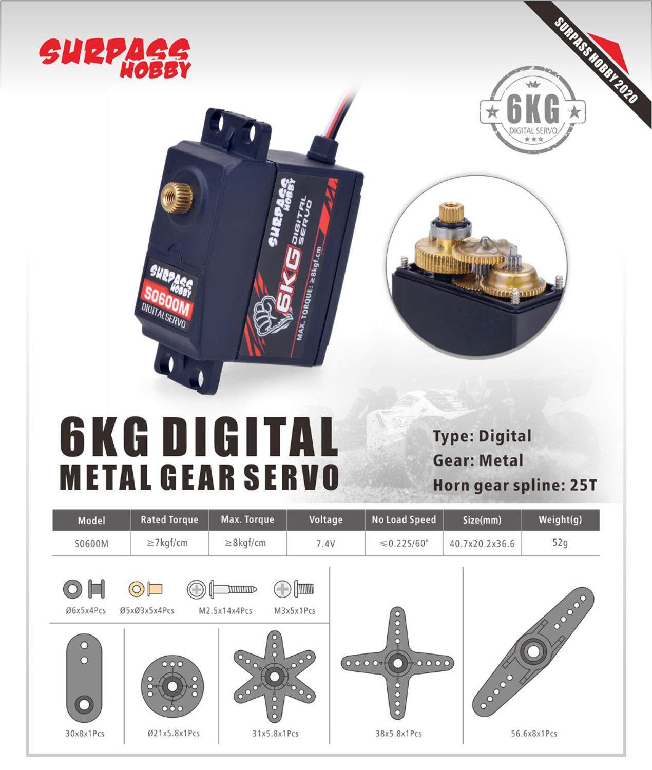 Servo Numérique Micro 3.7g Surpass Hobby - Pour Modèles Réduits Avions/hélicos, Neuf