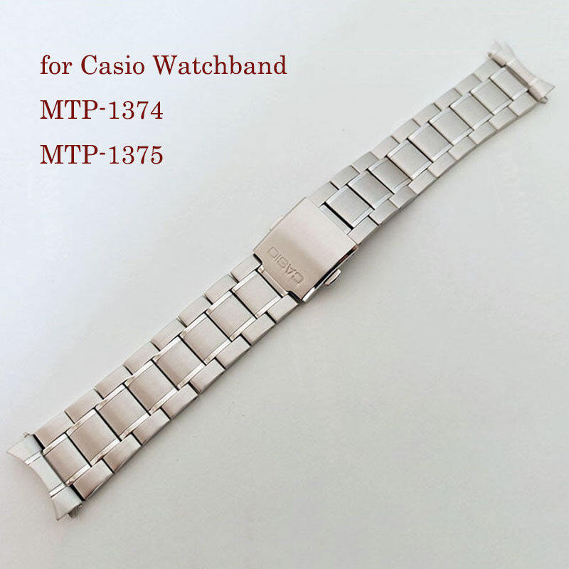 Dây Đồng Hồ Thép Không Gỉ Cứng 22Mm Cho Casio MTP-1374 MTP-1375 Vòng Đeo Tay Kim Loại Cong End Dây Đ