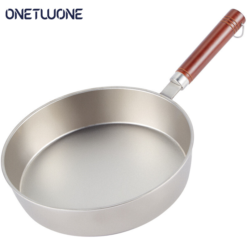 Onetwone 28cm pure Titanium Pan flat fry pan Non-stick Frying Pan No Rust Pot with wooden handle Induction and Gas cookware ราคา 4,604 บาท*ส่งฟรี