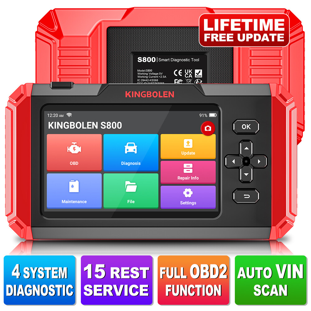 KINGBOLEN S800 5 inch Car Diagnostic Tools ABS SRS ECM TCM 4 systems 15 Resets IMMO DPF Adblue Lifetime Free All OBD2 Scanner ราคา 5,992 บาท*ส่งฟรี