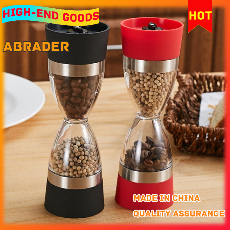 Gambar Leaky Pepper Grinder Double Ingredient Double Head Pepper Grinder 2 In 1 Plastic Transparent Manual Pepper Grinder