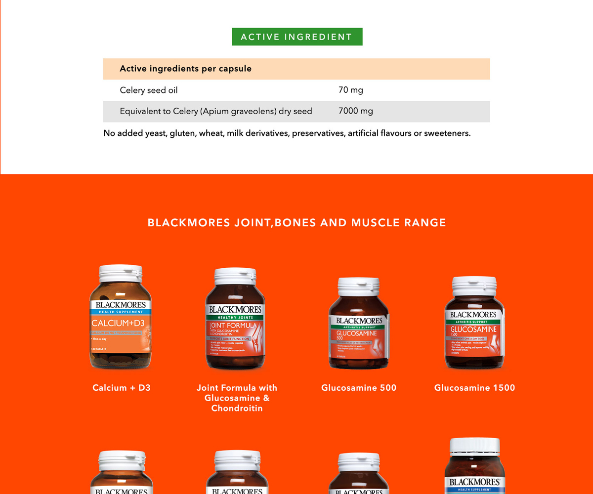 BLACKMORES Celery 7000 120 capsules EXP10/2024 [ joint pain and gout