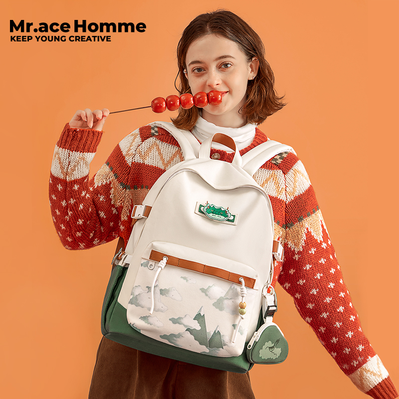 Mrace Dragon Year Series Large capacity backpack girls junior high school casual fashion backpack design sense niche schoolbag ราคา 1,490 บาท*ส่งฟรี