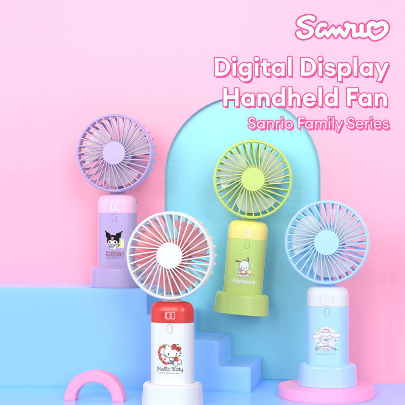SANRIO JS-0147 Handheld fan Electric fan Convenient Mini compact five-speed adjustable desktop soft sound Long life usb charging ราคา 399 บาท*ส่งฟรี