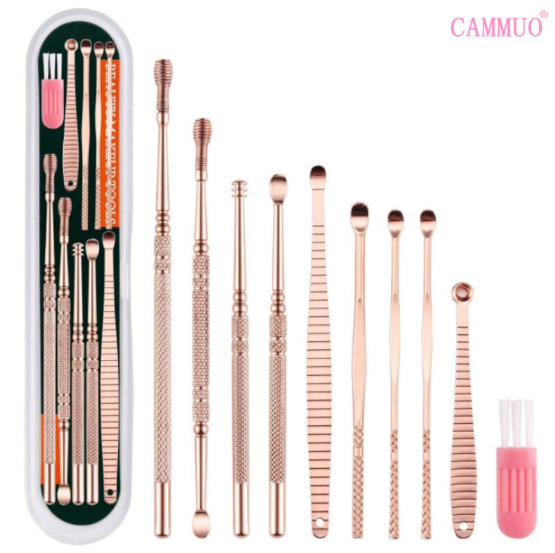 Cammuo dụng cụ lấy ráy tai 10 cái/bộ dụng cụ lấy ráy tai thìa làm sạch tai bằng thép không gỉ dụng cụ lấy ráy tai