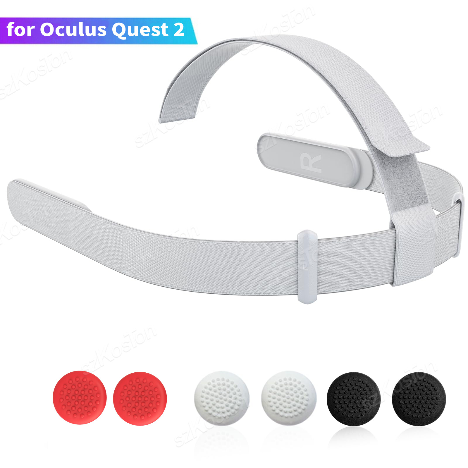 Head Strap for Oculus Quest 2 Headset, Original Replacement Head Strap for Meta Quest 2 Headstrap with 4 Pcs Controller Thumb Grip Caps，Oculus Quest 2 HeadStrap，Original Head Strap ราคา  230 บาท*ส่งฟรี