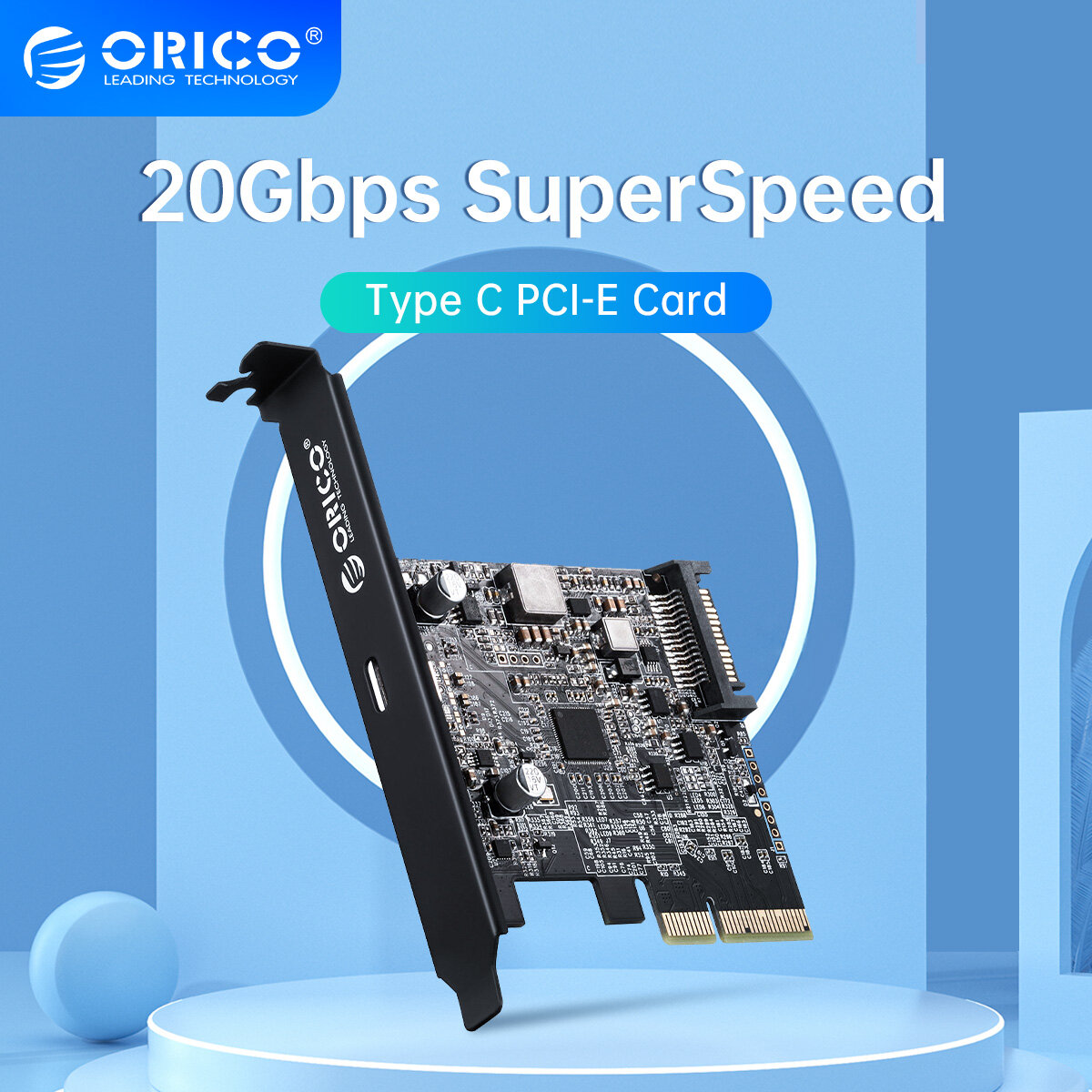 ORICO Loại USB C PCI-Express Để USB 3.2 20Gbps PCI-E Express Card Mở Rộng Adapter Với ASM3242 Chipset Cho Windows 8/10/Linux(PE20)
