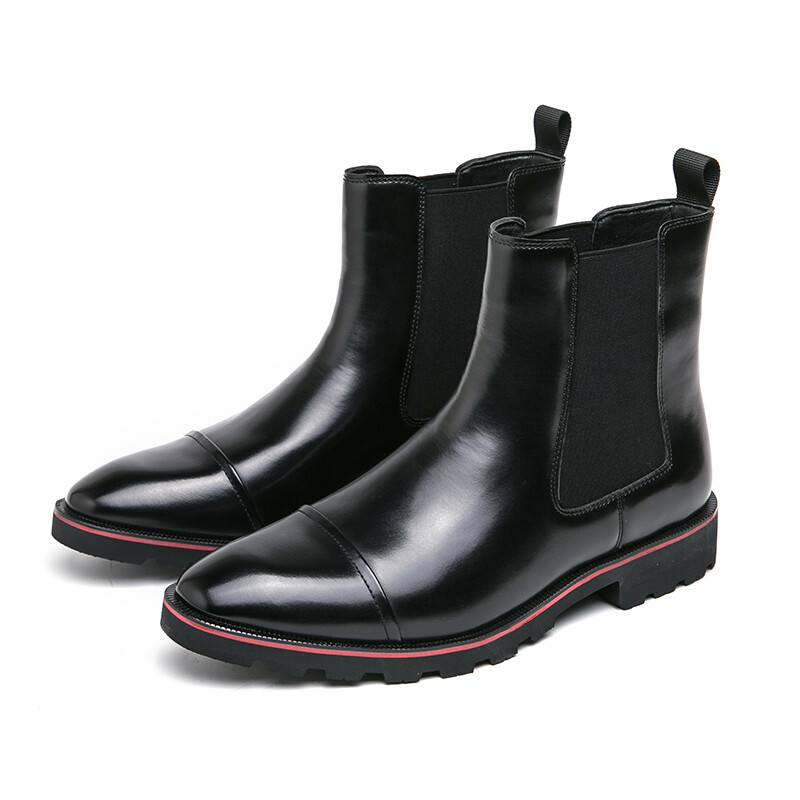 Banchugw Men Chelsea Boots Western Boots for Men Cowboy Boots Brown Slip on Business Ankle Boots Size 38-46