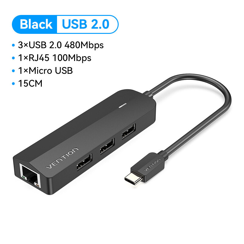 Vention USB-C Hub 4 Cổng USB 3.2 - Tốc Độ 10Gbps - Bộ Chia Cổng Type-C - Tương Thích Macbook Laptop 
