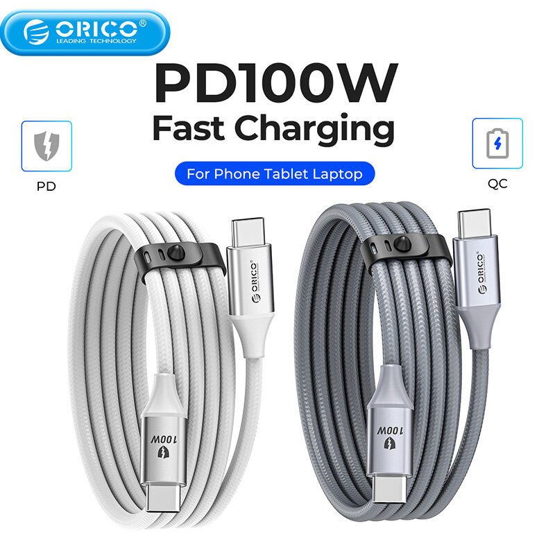 ORICO 100W USB C Cáp sạc nhanh Loại C để USB C 20v 5A Thiết kế dệt với dải cho iphone15 Pro Max Huawei Mate 60 Xiaomi