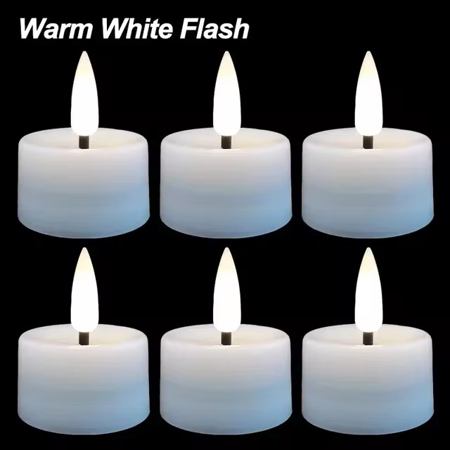 6Pcs Flameless LED Candle Lights Flashing Battery Powered Candles Tea Lights For Birthday Wedding Party Xmas Decors Lighting