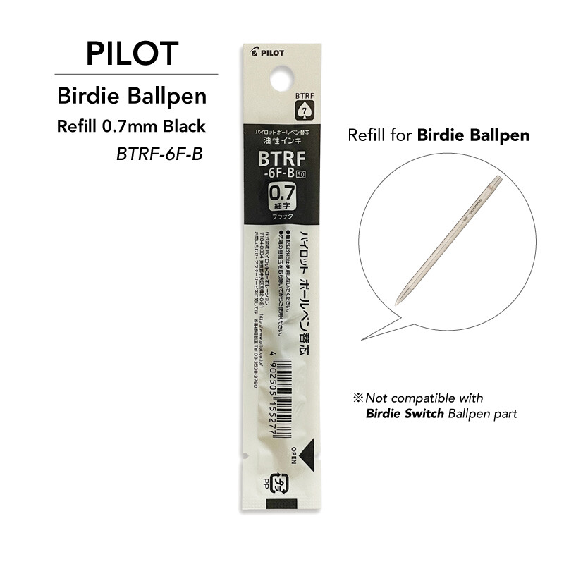 Pilot refill cho birdie ballpen 0.7mm mực đen btrf-6f-b ballpoint bút mực cartridge ball ink sản xuất tại nhật bản được vận chuyển trực tiếp từ nhật bản