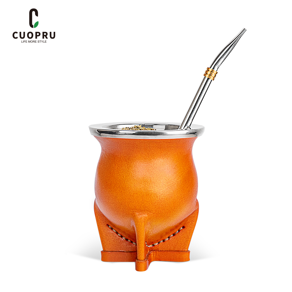 ArgentinaYerba Mate Tea Gourd and straw, Leather, Ceramic liner YERBA MATE GOURD ราคา 1,537 บาท*ส่งฟรี