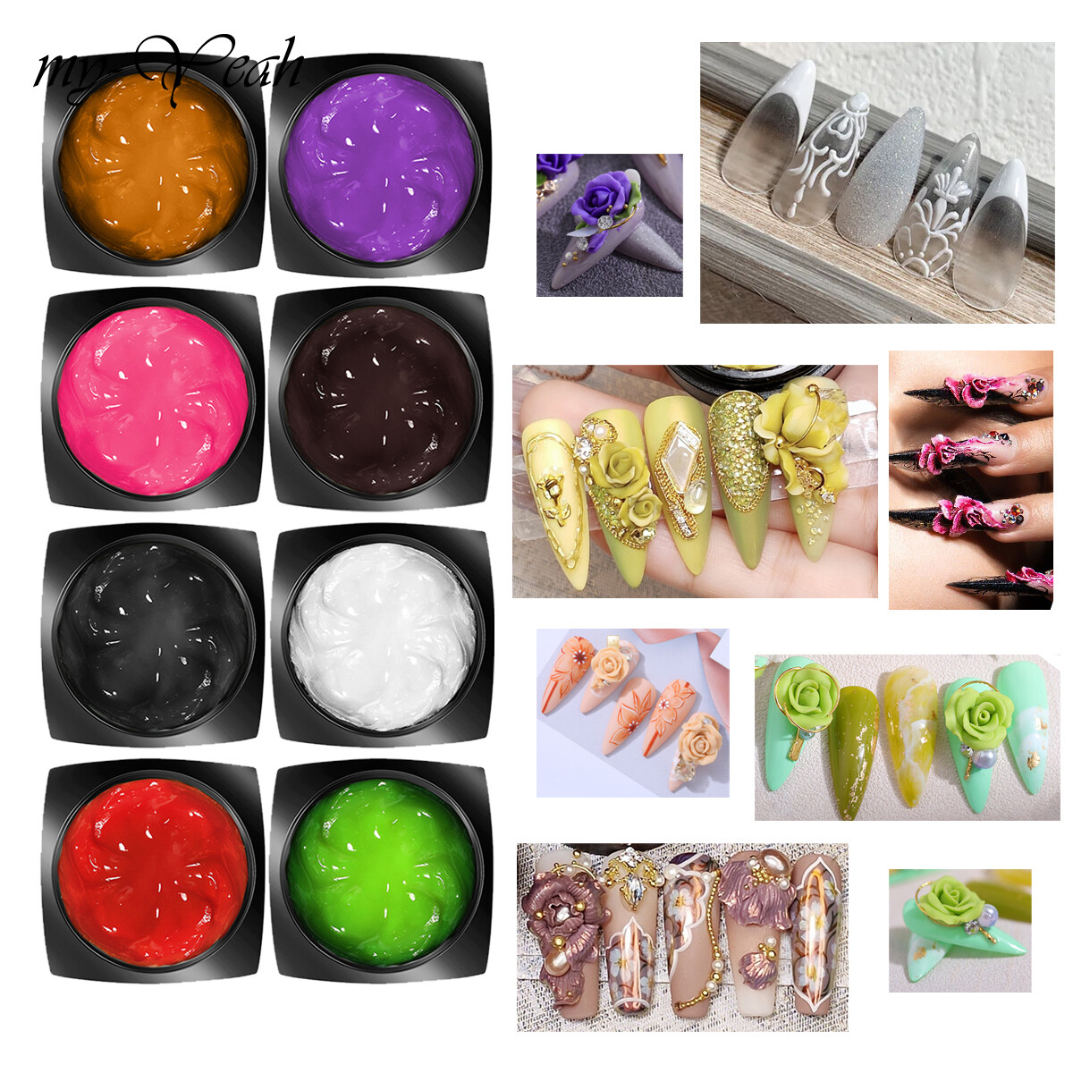 myyeah Điêu Khắc Vẽ 12 Màu, Dụng Cụ Làm Móng Tay Vẽ Tranh Khắc Hoa Thiết Kế Họa Tiết 3D Tự Làm Móng Nghệ Thuật
