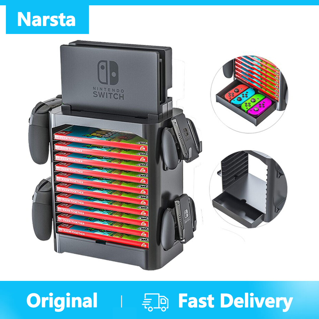 Nintendo Switch Phụ kiện chơi game lưu trữ đứng 10 Trò chơi Disc Bracket Bộ điều khiển máy chơi game chủ Organizer cho bộ chuyển đổi Nintendo