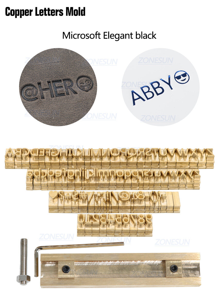 ZONESUN 6mm Height Brass Letter Stamp Custom Initials Alphabet