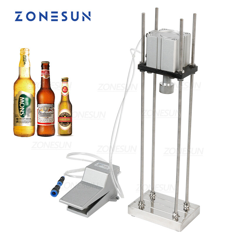 ZONESUN Pneumatic Steamwater Carbonated Drinks Beer Bottle Capper Crown Cap Lid Locking Capping Machine for Brewery Bar ราคา 7,132 บาท*ส่งฟรี