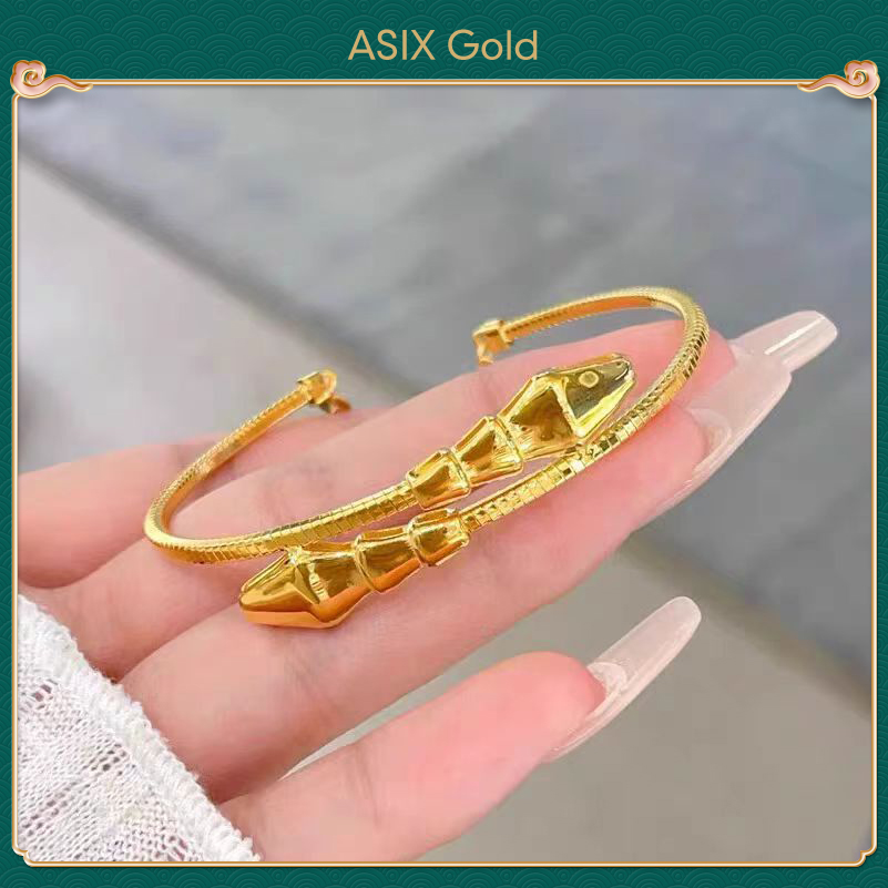 ASIX GOLD 916 gold snake bracelet 24K Gold Plated 18K Gold Korean Fashion Luxury Luxury Women's Bracelet Lucky bracelet No allergies Doesn't turn black Exquisite holiday wedding gifts ราคา 269 บาท*ส่งฟรี